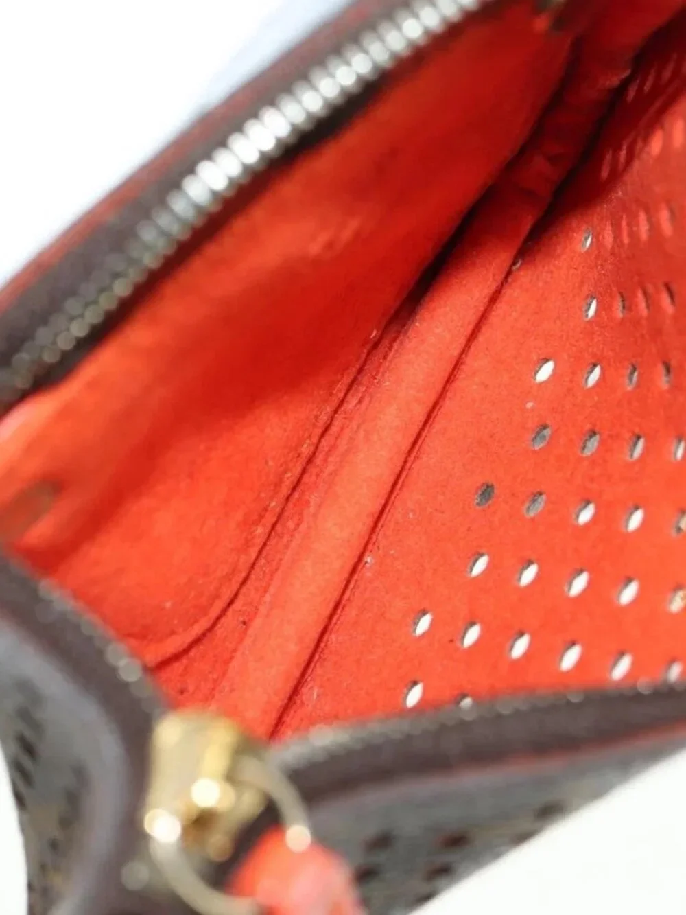 LOUIS VUITTON Monogram Perfo Pochette Cles Coin Purse Orange M95222 Auth 180394M